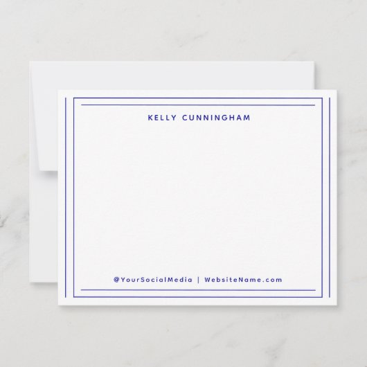 Berufliches Monogramm dunkelblaues Flat an zwei Gr Mitteilungskarte (Vorderseite)