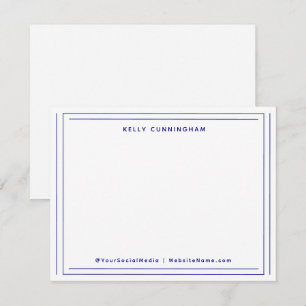 Berufliches Monogramm dunkelblaues Flat an zwei Gr Mitteilungskarte