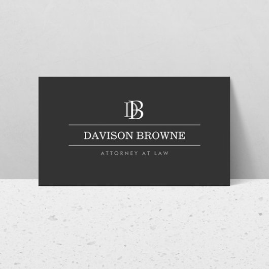 Berufliches Monogramm Dunkelgrau Visitenkarte