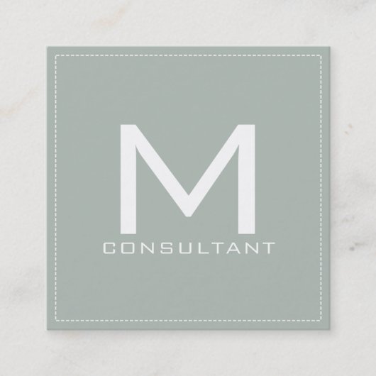 Berufliches Monogramm Elegant Moderner Ash Gray Quadratische Visitenkarte (Vorderseite)