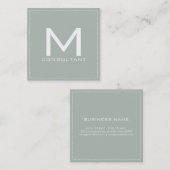 Berufliches Monogramm Elegant Moderner Ash Gray Quadratische Visitenkarte (Vorne/Hinten)