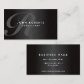 Berufliches Monogramm Elegant Modernes Bürstenmeta Visitenkarte (Vorne/Hinten)