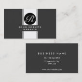 Berufliches Monogramm Elegant Modernes Schwarz Visitenkarte (Vorne/Hinten)
