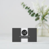 Berufliches Monogramm Elegant Modernes Schwarz Visitenkarte (Stehend Vorderseite)