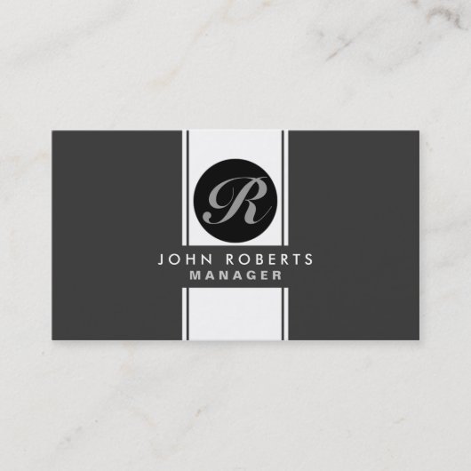 Berufliches Monogramm Elegant Modernes Schwarz Visitenkarte (Vorderseite)