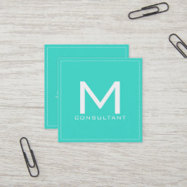 Berufliches Monogramm Elegant Modernes Türkis Quadratische Visitenkarte