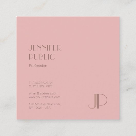 Berufliches Monogramm Eleganter Anfangsbuchstabe C Quadratische Visitenkarte (Rückseite)