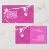 Berufliches Monogramm-Geschäfts-Karten-Blumenrosa Visitenkarte (Vorne/Hinten)