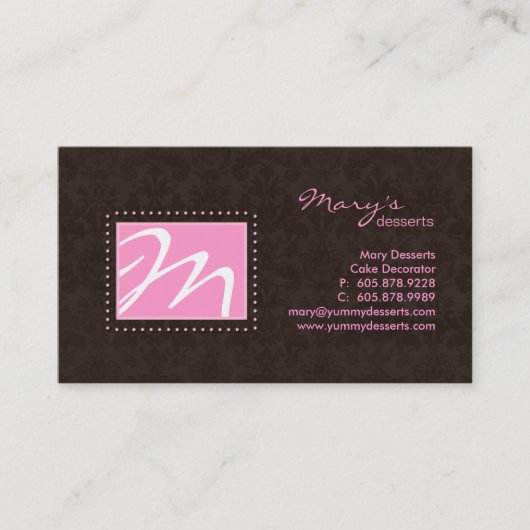 Berufliches Monogramm-Geschäfts-Karten-Rosa Brown Visitenkarte (Vorderseite)