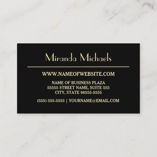 Berufliches Monogramm, goldgelb und schwarz Visitenkarte (Rückseite)