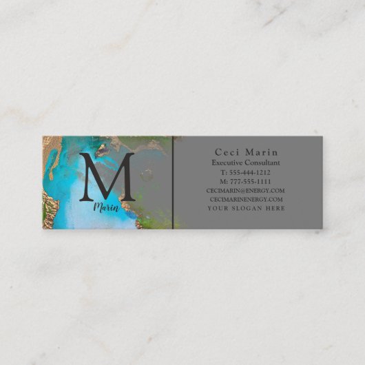 Berufliches Monogramm Grau Mini Visitenkarte (Vorderseite)