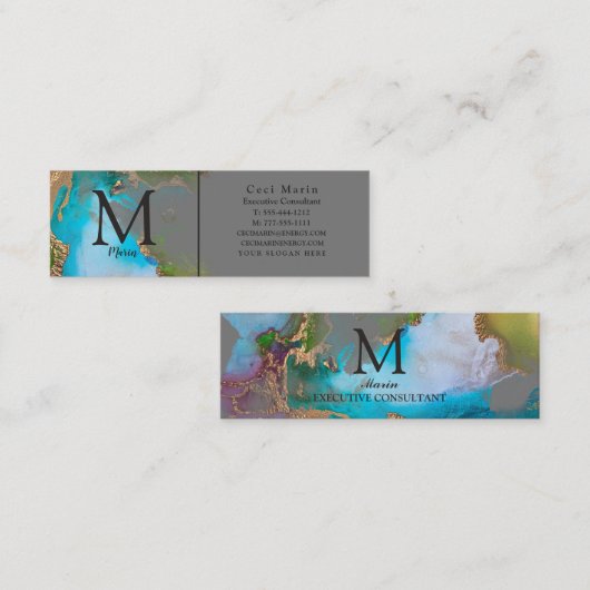 Berufliches Monogramm Grau Mini Visitenkarte (Vorne/Hinten)