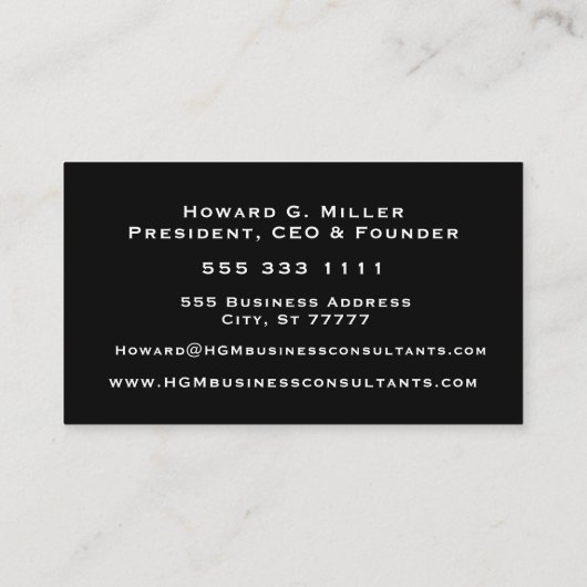 Berufliches Monogramm-Logo für Unternehmen, schwar Visitenkarte (Rückseite)