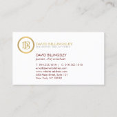 Berufliches Monogramm-Logo in Imitaten Gold Dunkel Visitenkarte (Rückseite)