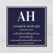 Berufliches Monogramm Logo Mascula Navy Blue Quadratische Visitenkarte (Vorderseite)