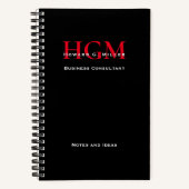 Berufliches Monogramm-Logo, rot und weiß Notizblock (Vorderseite)