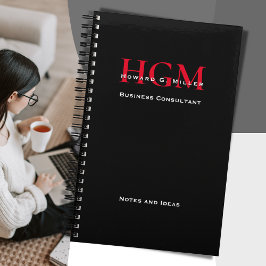 Berufliches Monogramm-Logo, rot und weiß Notizblock