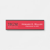 Berufliches Monogramm-Logo Schwarz-weiß Türschild (Vorderseite )