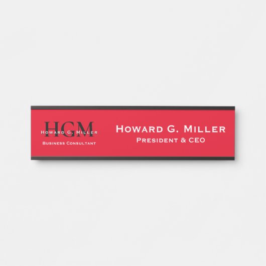 Berufliches Monogramm-Logo Schwarz-weiß Türschild (Vorderseite )