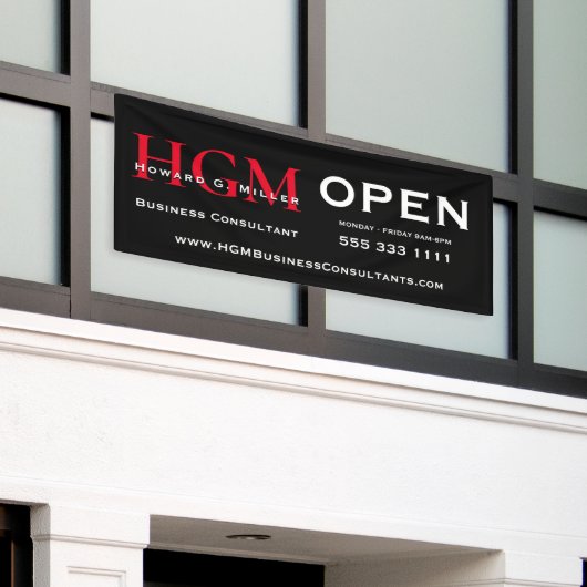 Berufliches Monogramm-Logo Schwarzweiß-Open-Busine Banner (Äußeres Gebäude)