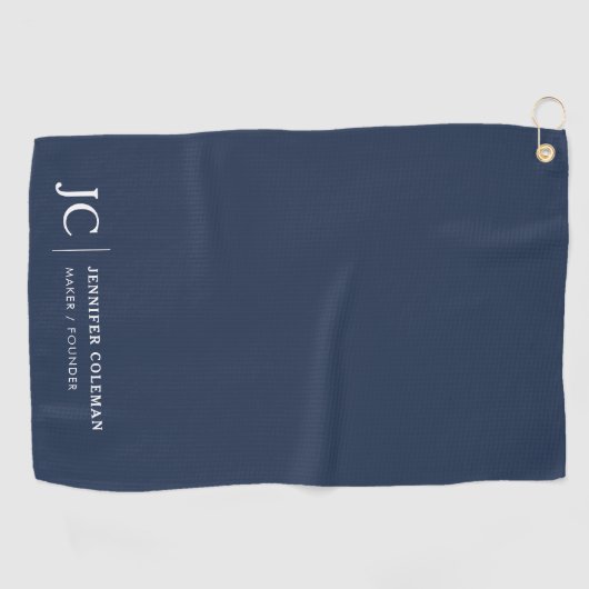 Berufliches Monogramm Minimalistisches Logo Navy B Golfhandtuch (Horizontal)