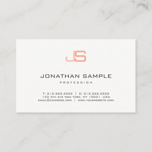 Berufliches Monogramm Moderne Elegante Custom Visitenkarte (Rückseite)