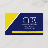 Berufliches Monogramm Navy Blue Gold Visitenkarte (Vorderseite)