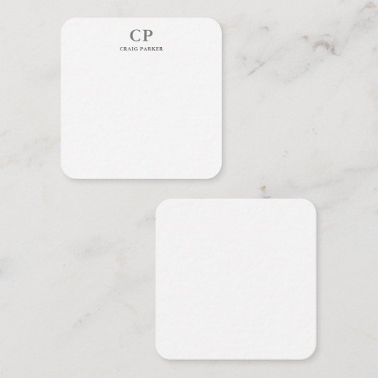 Berufliches Monogramm Schlicht Mitteilungskarte (Vorne/Hinten)