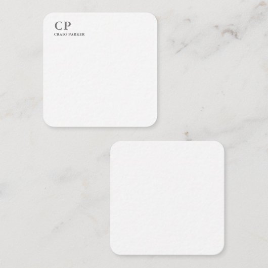 Berufliches Monogramm Schlicht Mitteilungskarte (Vorne/Hinten)