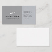 Berufliches Monogramm-schlichtes elegantes graues Visitenkarte (Vorne/Hinten)