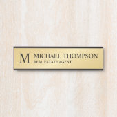 Berufliches Monogramm Schwarz und Gold Türschild (Vorderseite )