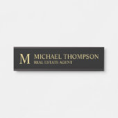Berufliches Monogramm Schwarz und Gold Türschild (Vorderseite )