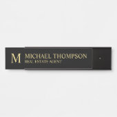 Berufliches Monogramm Schwarz und Gold Türschild (Vorderseite )
