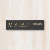 Berufliches Monogramm Schwarz und Gold Türschild (Vorderseite )