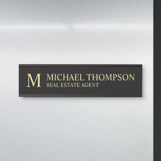 Berufliches Monogramm Schwarz und Gold Türschild