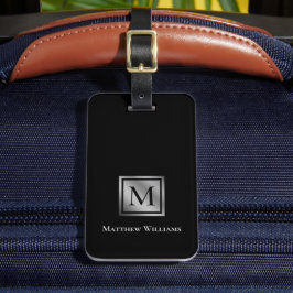 Berufliches Monogramm Schwarz und Silber Gepäckanhänger