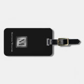 Berufliches Monogramm Schwarz und Silber Gepäckanhänger (Vorderseite horizontal)