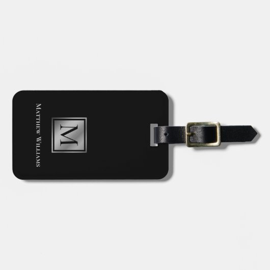 Berufliches Monogramm Schwarz und Silber Gepäckanhänger (Vorderseite horizontal)