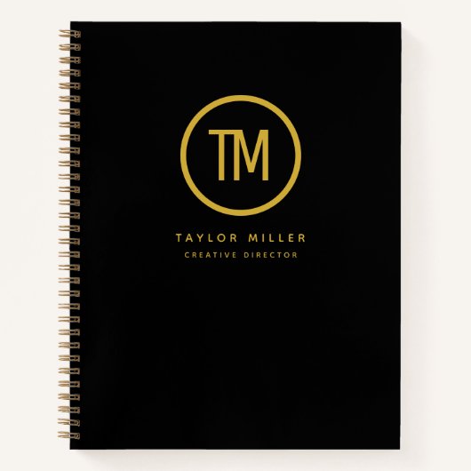 Berufliches Monogramm-Schwarzes Gold für moderne U Notizblock (Vorderseite)