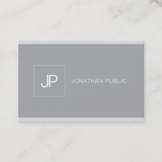 Berufliches Monogramm Stilvoll Modern Simple Gray Visitenkarte (Vorderseite)