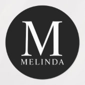 Berufliches Monogramm und Name Schwarze Labels Etiketten (Design 1)