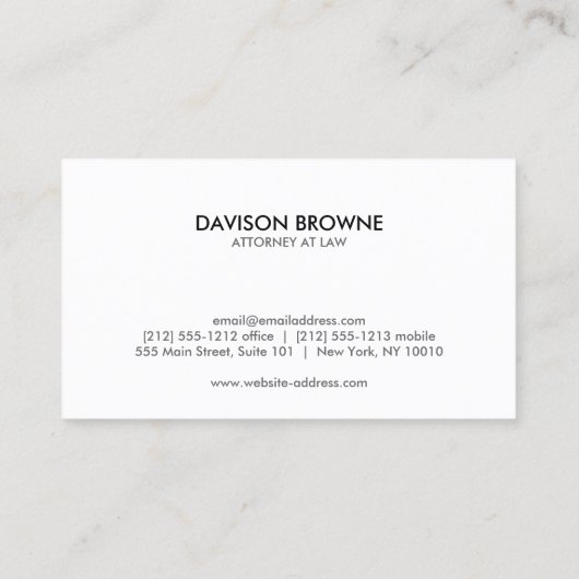 Berufliches Monogramm weiß Visitenkarte (Rückseite)