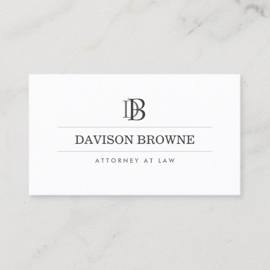 Berufliches Monogramm weiß Visitenkarte (Vorderseite)