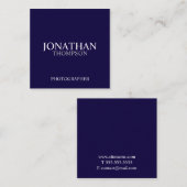 Berufliches Navy Blau und Weiß Quadratische Visitenkarte (Vorne/Hinten)