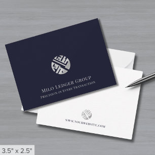 Berufliches Navy-Blue-Business-Logo Mitteilungskarte