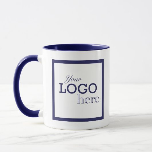 Berufliches Navy Blue Business Square Logo Tasse (Links)