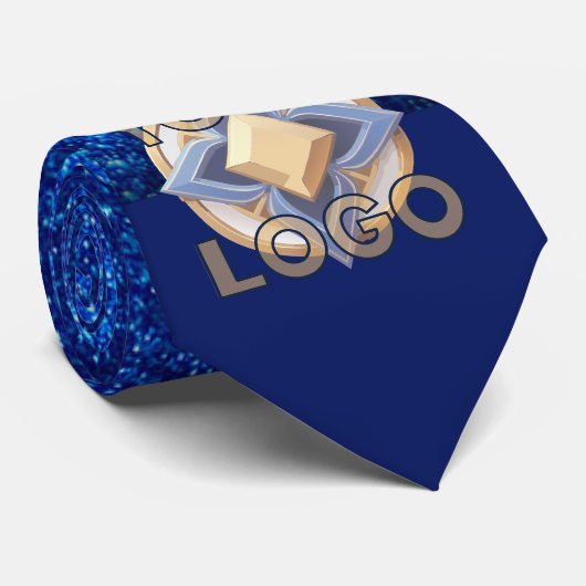 Berufliches Navy Blue Glitzer Event-Logo Krawatte (Gerollt)