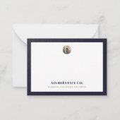 Berufliches Navy Blue Gold Logo Mitteilungskarte (Vorderseite)