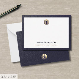 Berufliches Navy Blue Gold Logo Mitteilungskarte