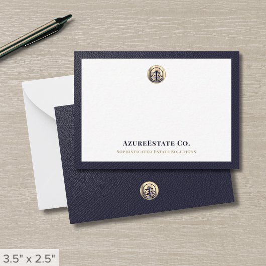 Berufliches Navy Blue Gold Logo Mitteilungskarte